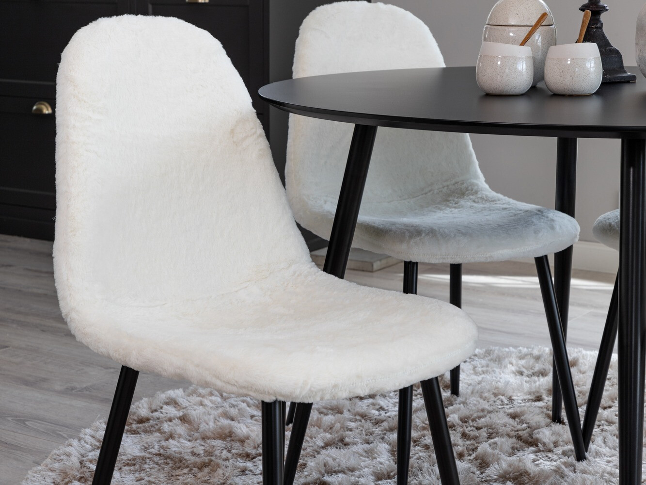 Conjunto de comedor Dallas 1470 (Blanco + Negro)