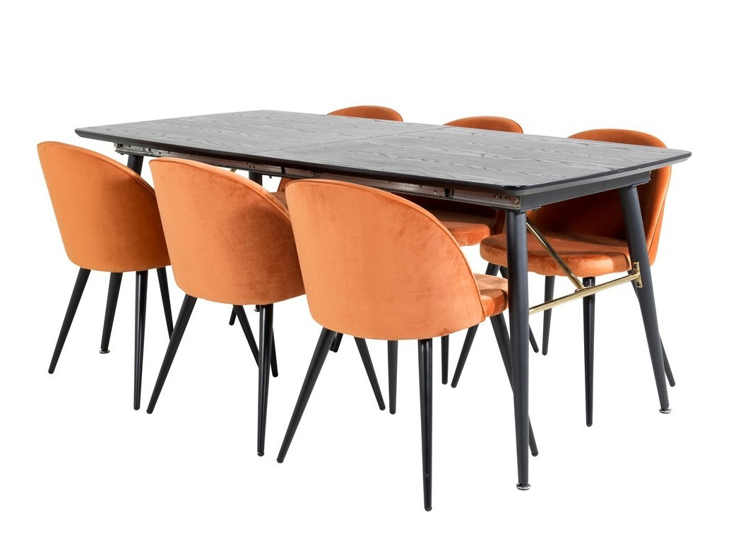 Conjunto de mesas y sillas para comedor Dallas 1449 (Naranja + Negro)