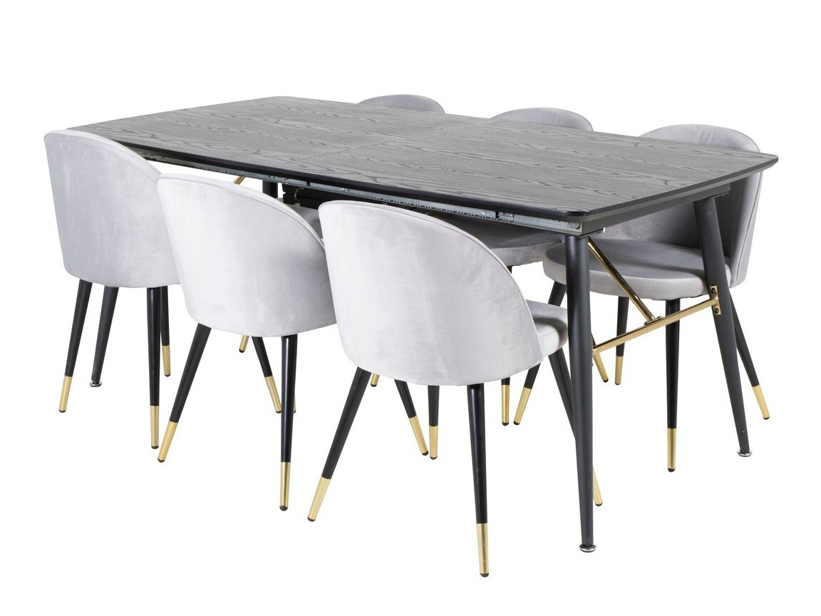 Conjunto de mesas y sillas para comedor Dallas 1451 (Gris claro + Negro)