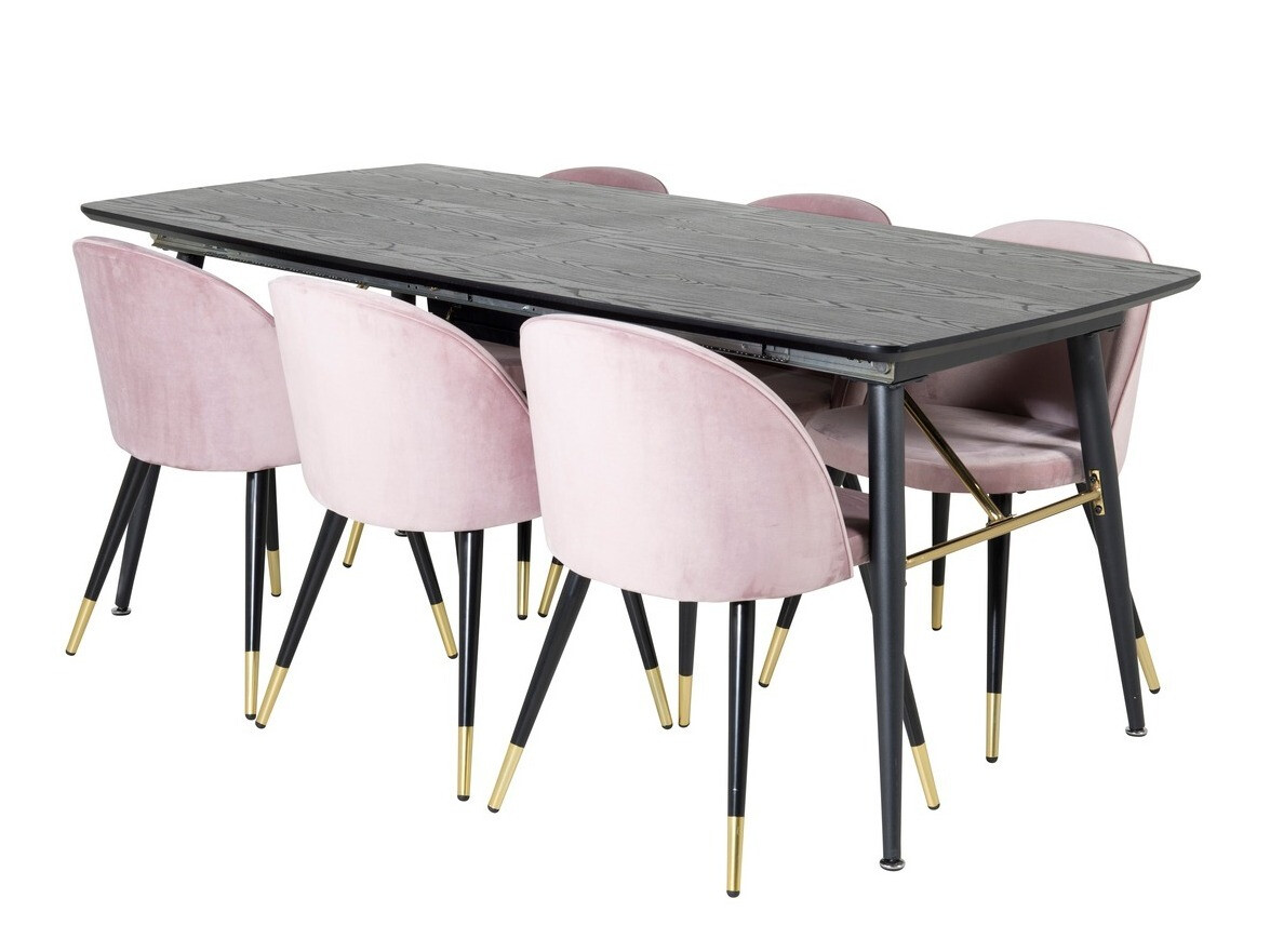 Conjunto de mesas y sillas para comedor Dallas 1451 (Rosa + Negro)