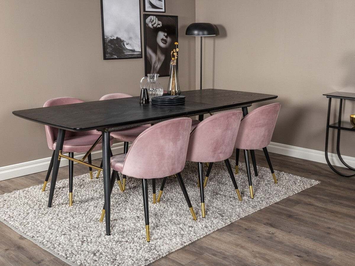 Conjunto de mesas y sillas para comedor Dallas 1451 (Rosa + Negro)