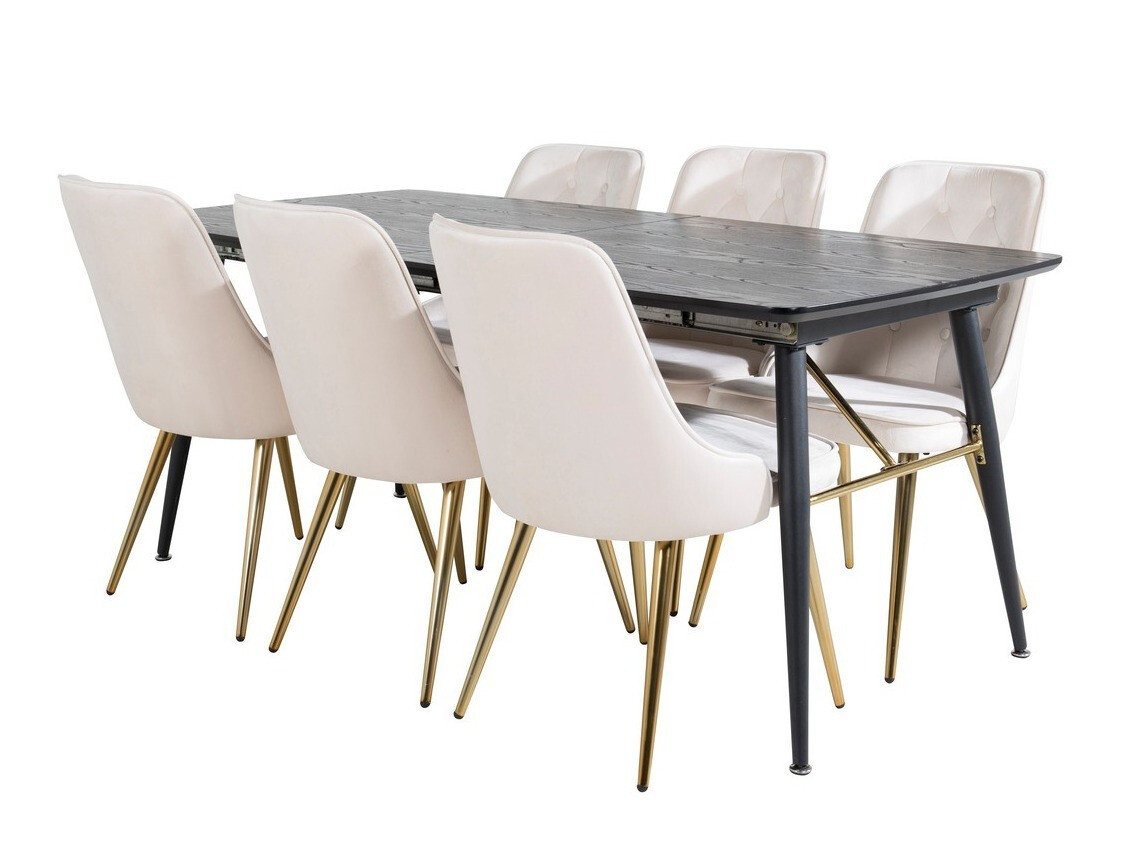 Conjunto de mesas y sillas para comedor Dallas 1453 (Beige + dorado)