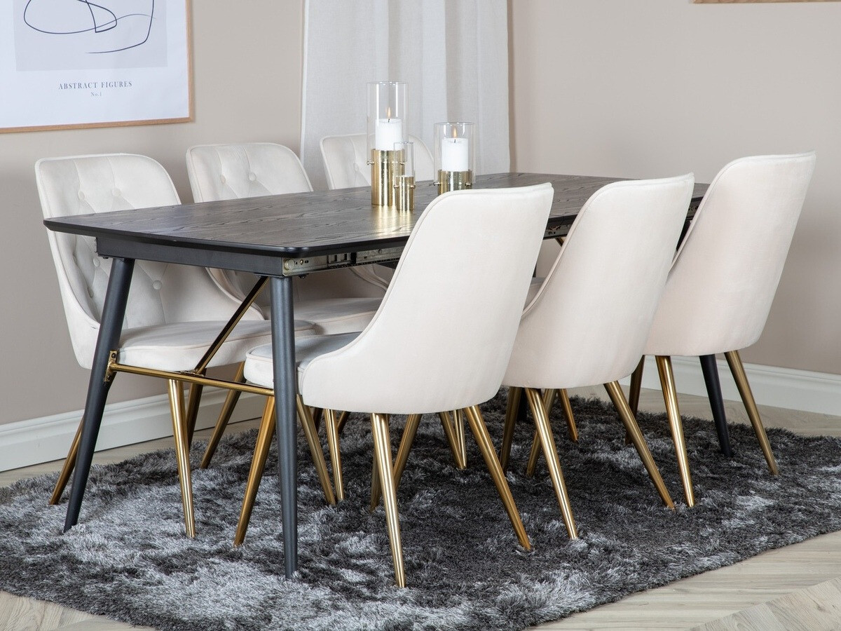 Conjunto de mesas y sillas para comedor Dallas 1453 (Beige + dorado)