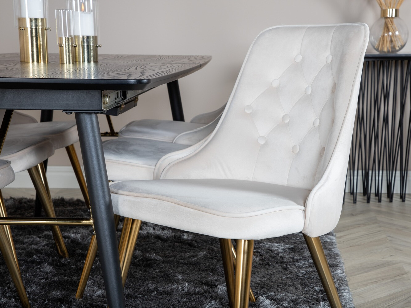 Conjunto de mesas y sillas para comedor Dallas 1453 (Beige + dorado)