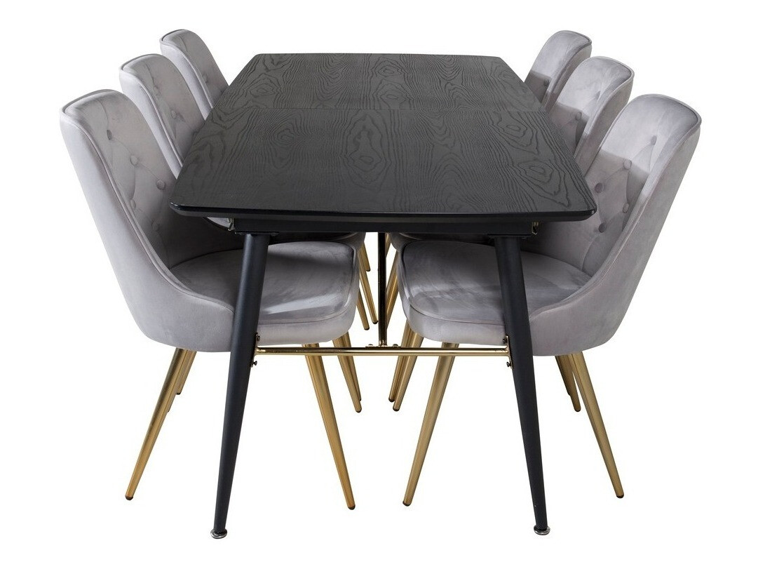 Conjunto de mesas y sillas para comedor Dallas 1453 (Gris claro + dorado)