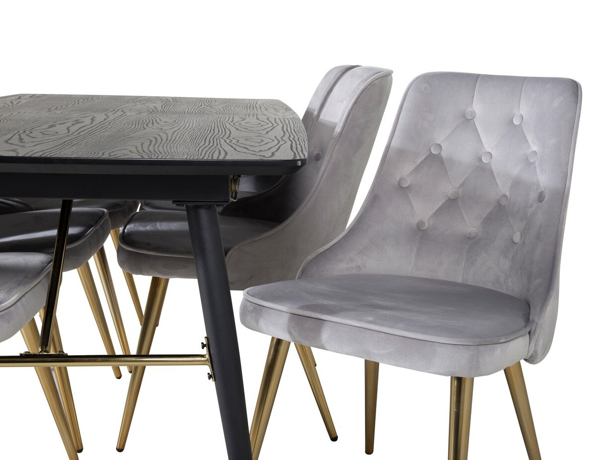 Conjunto de mesas y sillas para comedor Dallas 1453 (Gris claro + dorado)