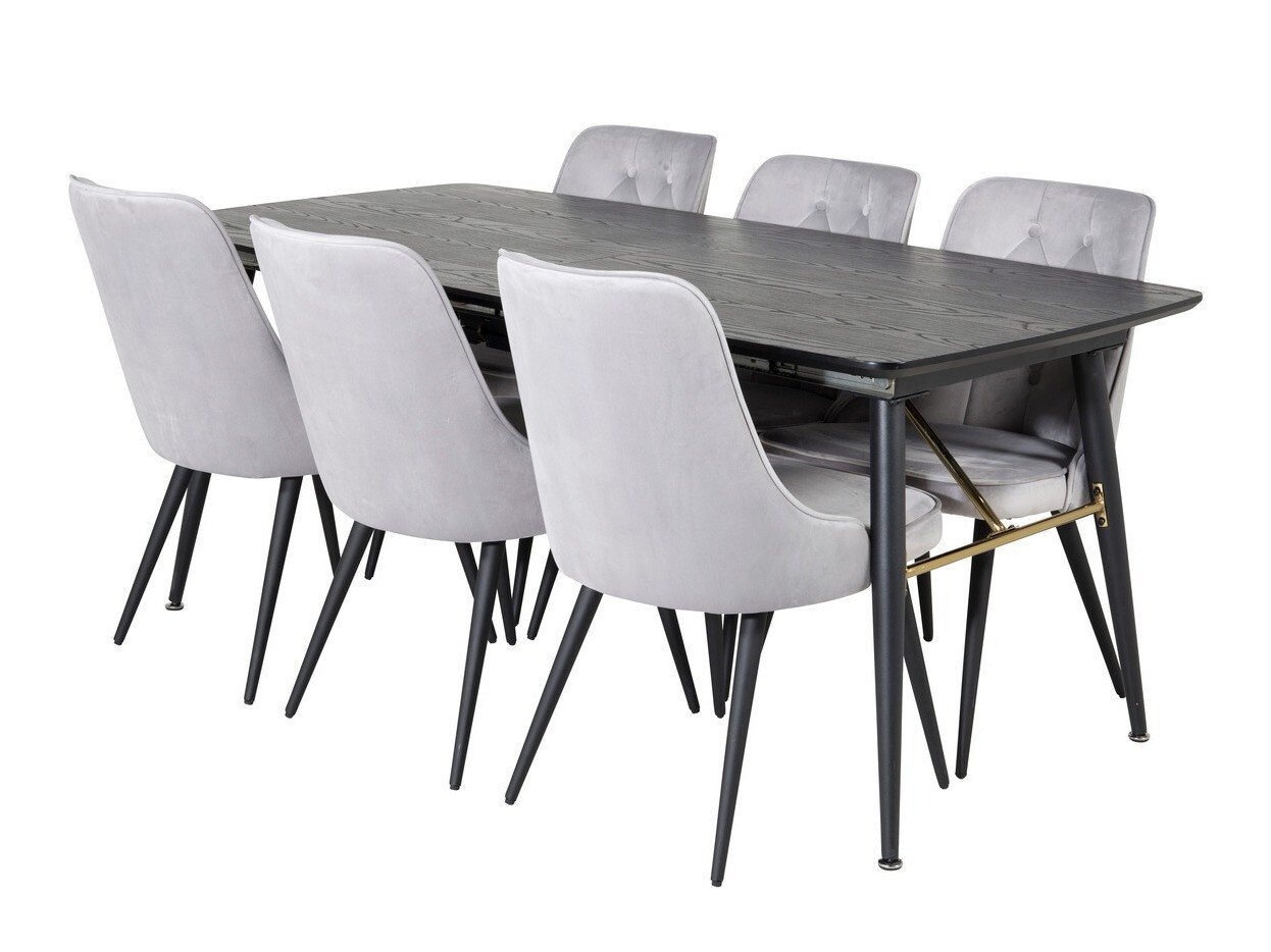 Conjunto de mesas y sillas para comedor Dallas 1453 (Gris claro + Negro)