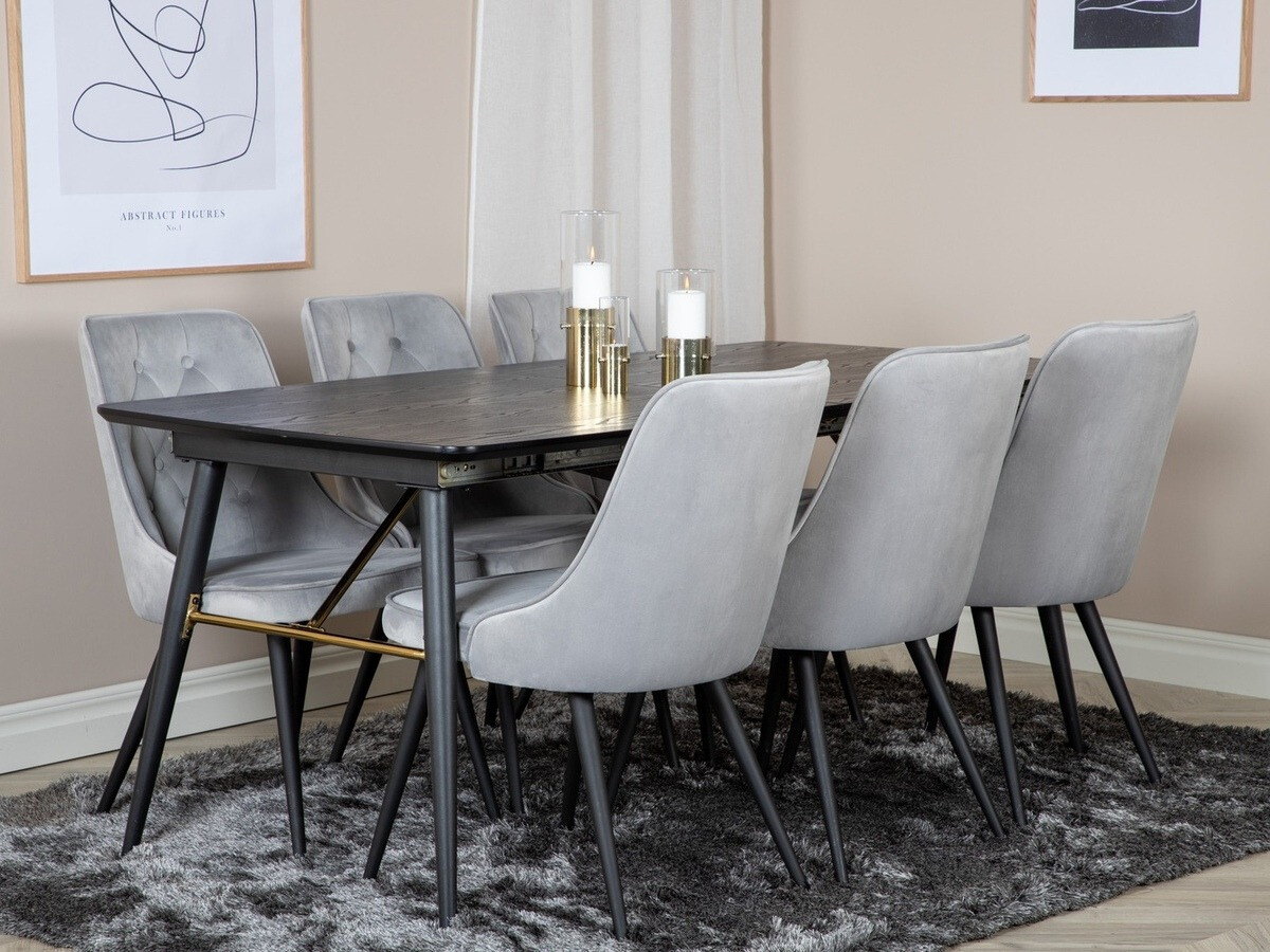 Conjunto de mesas y sillas para comedor Dallas 1453 (Gris claro + Negro)