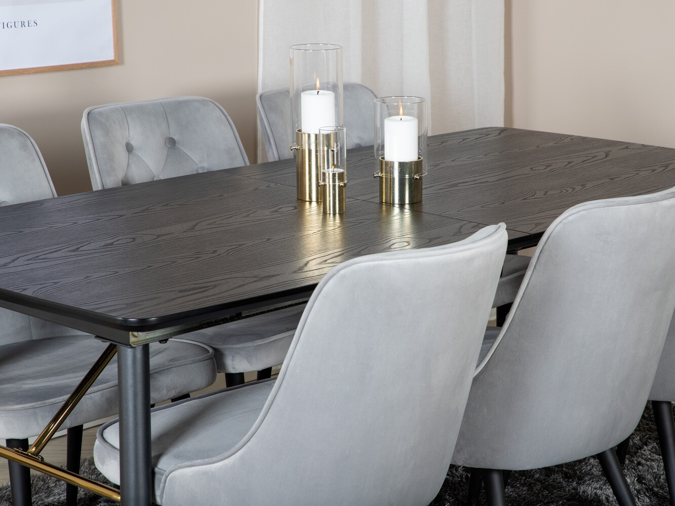 Conjunto de mesas y sillas para comedor Dallas 1453 (Gris claro + Negro)