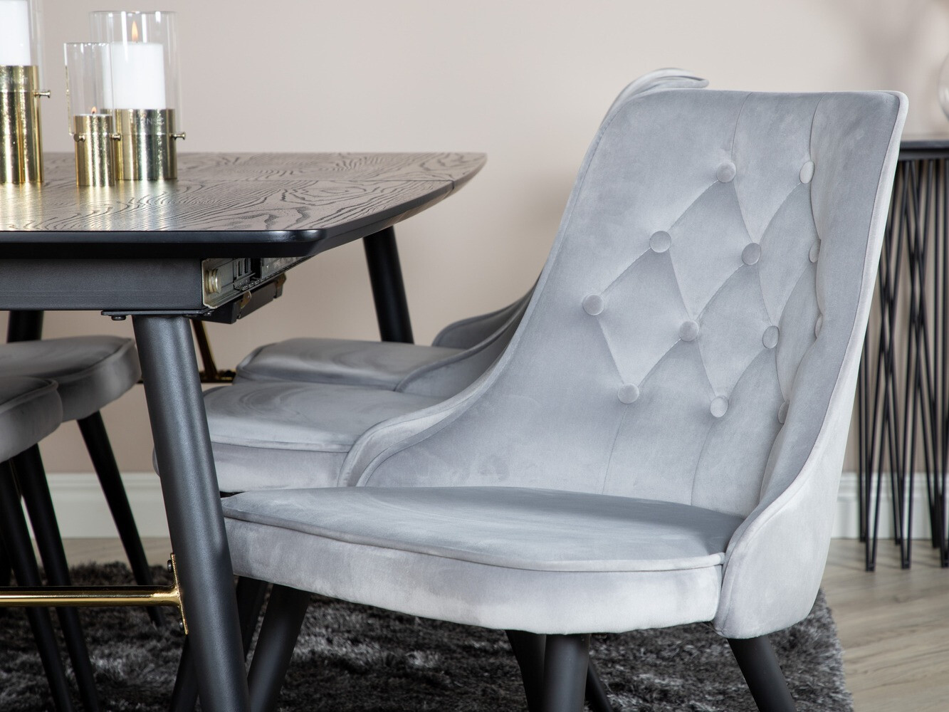 Conjunto de mesas y sillas para comedor Dallas 1453 (Gris claro + Negro)