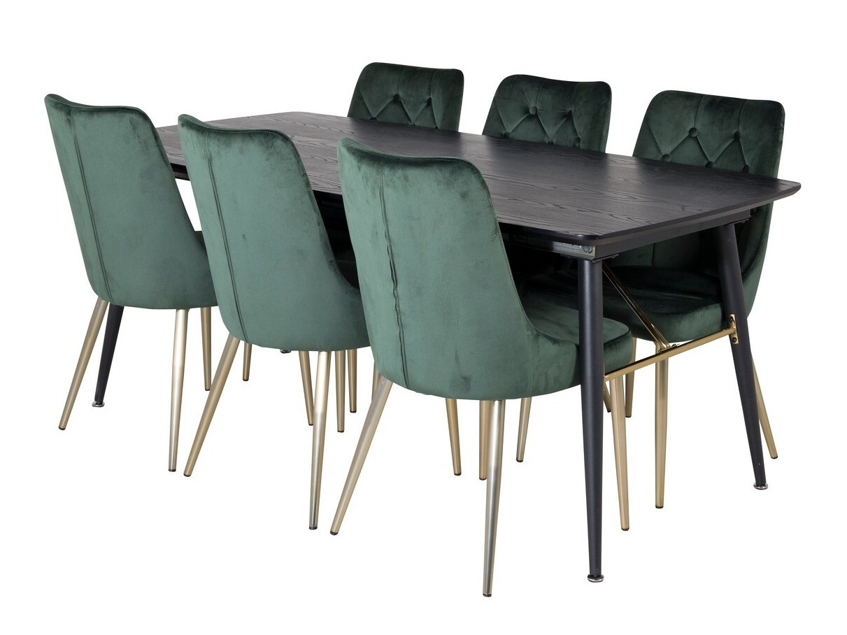 Conjunto de mesas y sillas para comedor Dallas 1453 (Verde + dorado)