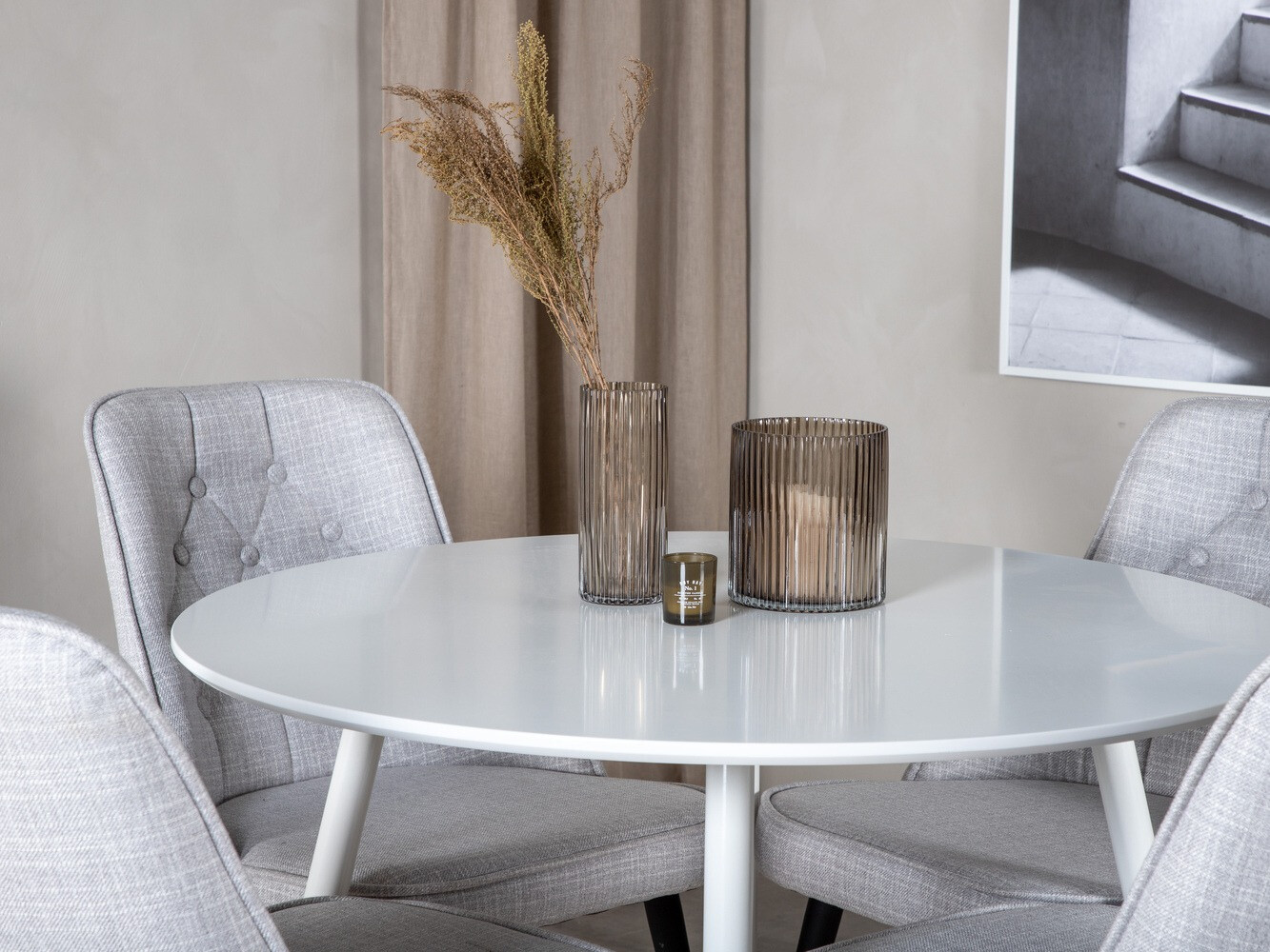 Conjunto de comedor Dallas 1535 (Gris + Negro)