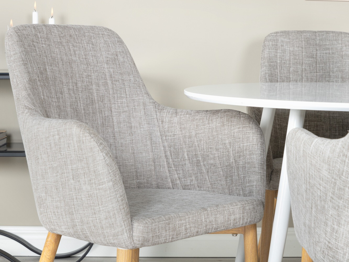 Conjunto de comedor Dallas 1544 (Gris claro + Roble)