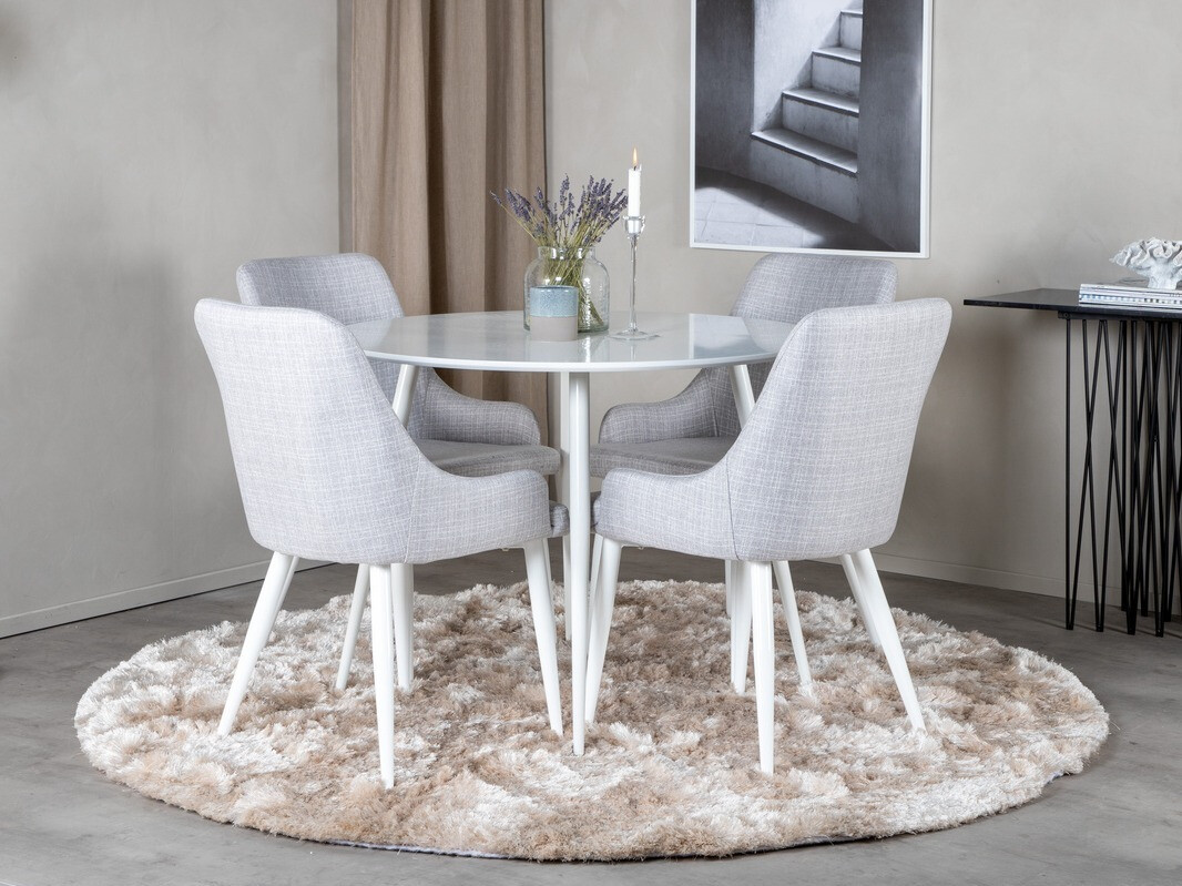 Conjunto de mesas y sillas para comedor Dallas 1533 (Gris claro + Blanco)