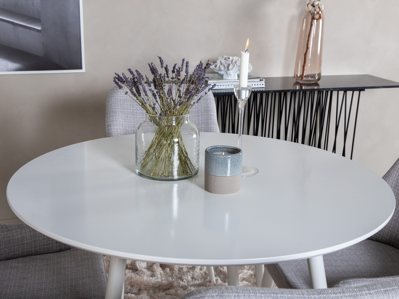 Conjunto de mesas y sillas para comedor Dallas 1533 (Gris claro + Blanco)