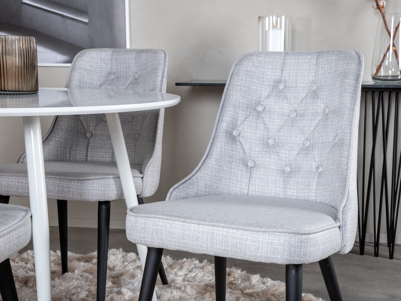 Conjunto de mesas y sillas para comedor Dallas 1535 (Gris + Negro)