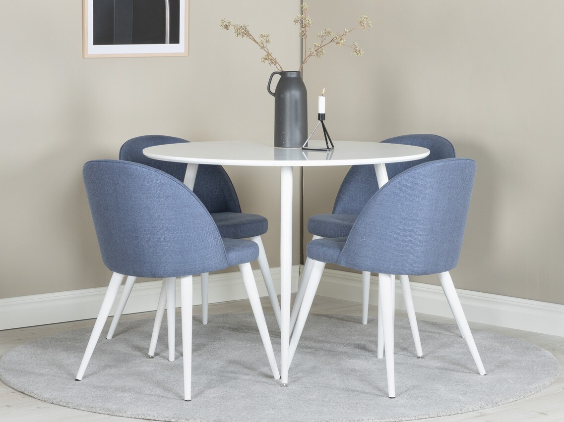 Conjunto de mesas y sillas para comedor Dallas 1536 (Azul + Blanco)