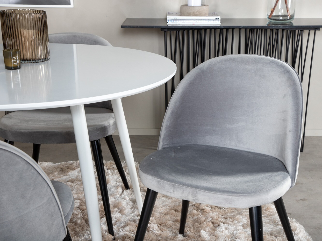 Conjunto de mesas y sillas para comedor Dallas 1536 (Gris claro + Negro)