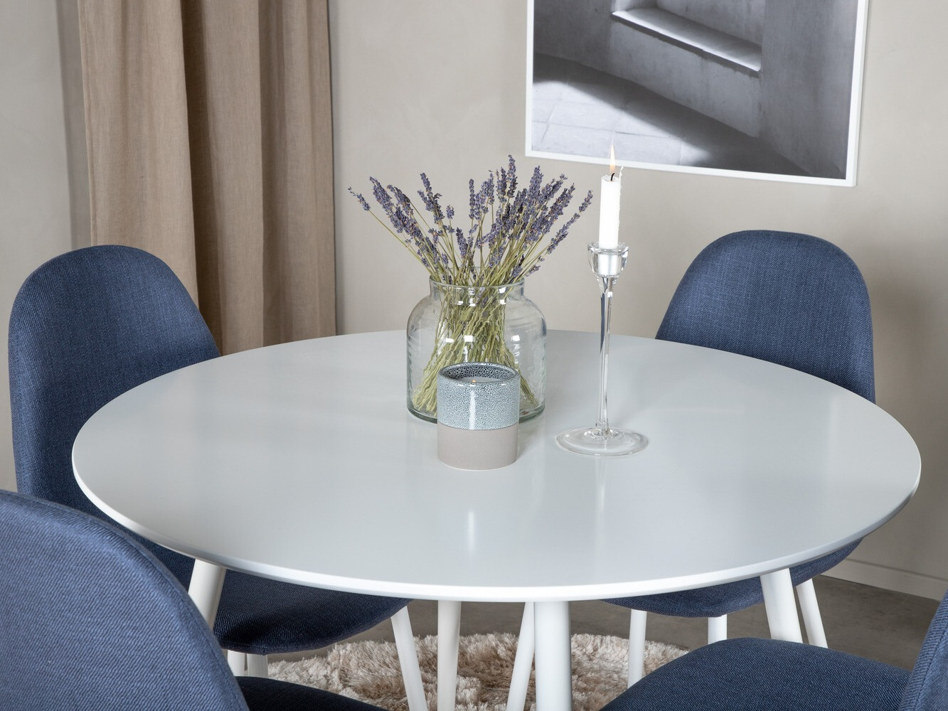 Conjunto de mesas y sillas para comedor Dallas 1540 (Azul + Blanco)