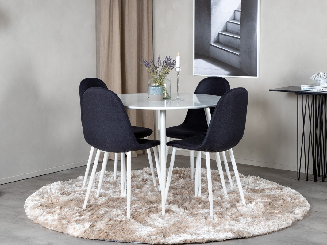 Conjunto de mesas y sillas para comedor Dallas 1540 (Negro + Blanco)