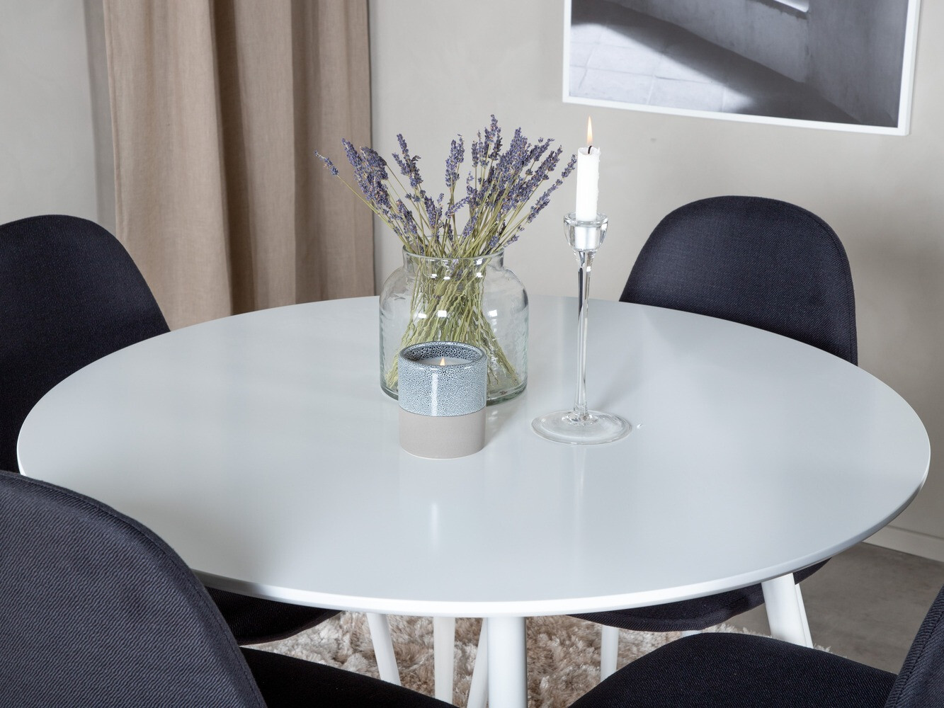 Conjunto de mesas y sillas para comedor Dallas 1540 (Negro + Blanco)