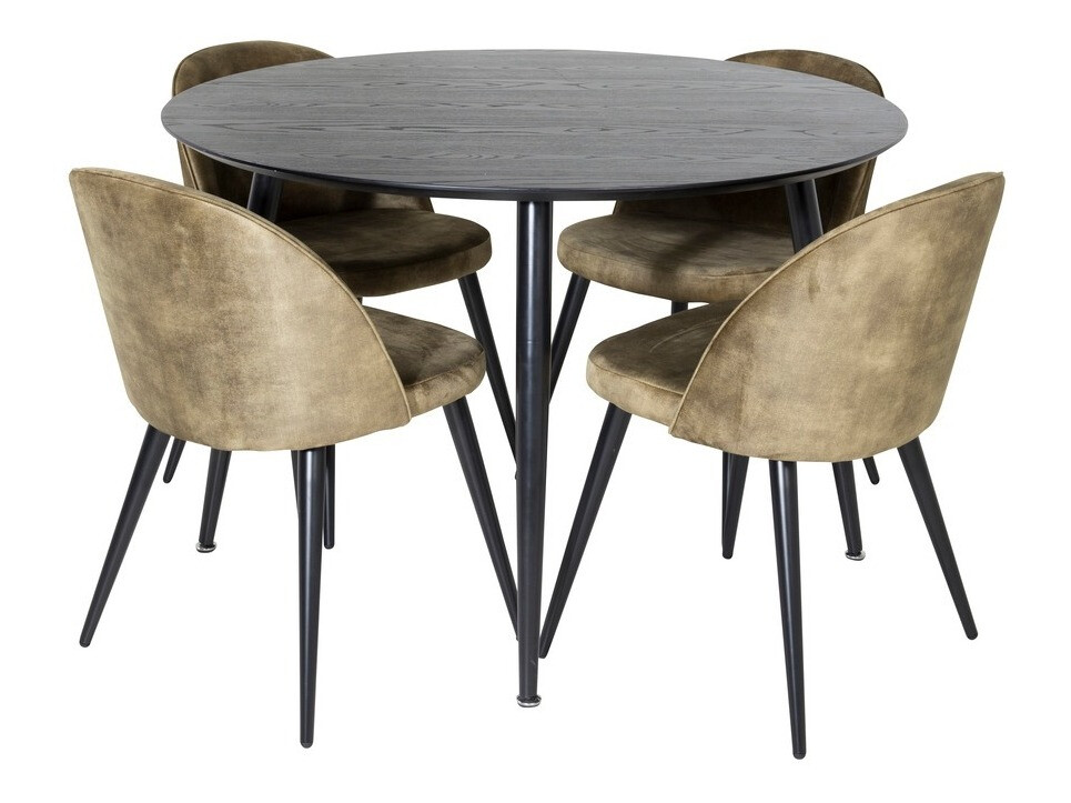 Conjunto de mesas y sillas para comedor Dallas 1559 (Verde polvoriento + Negro)