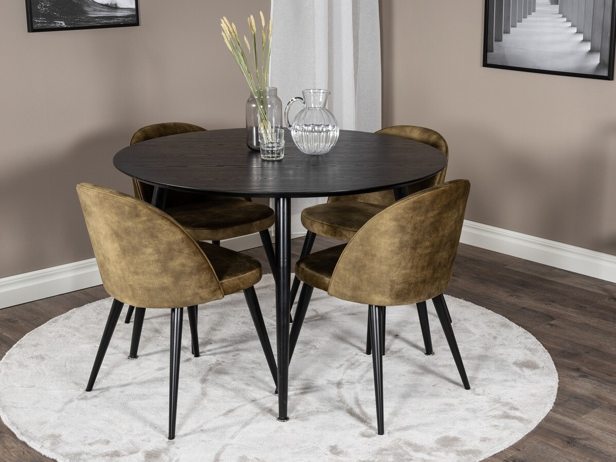 Conjunto de mesas y sillas para comedor Dallas 1559 (Verde polvoriento + Negro)