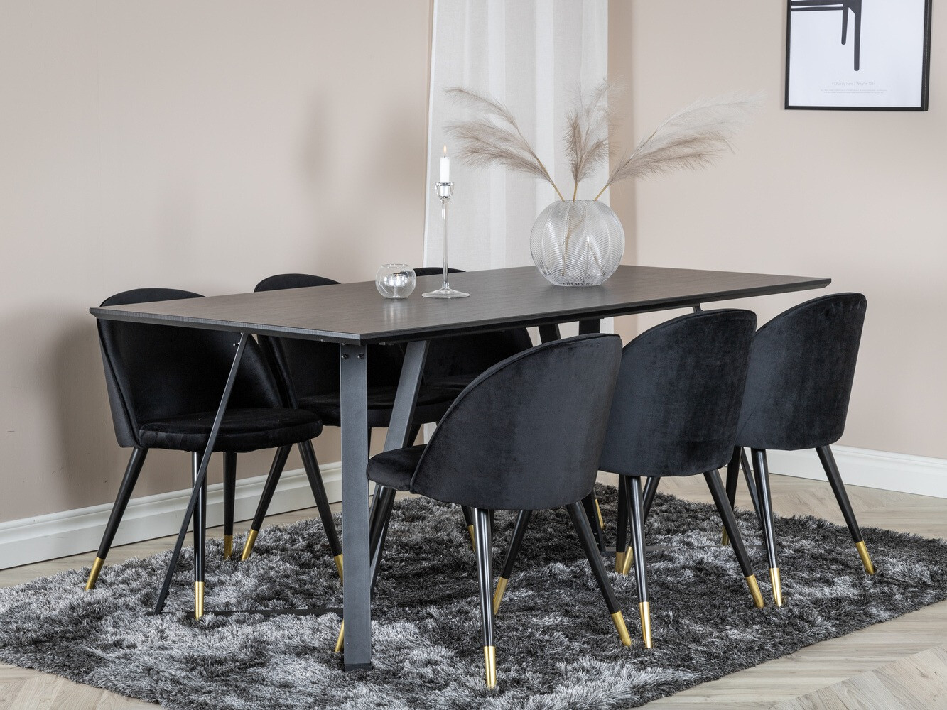 Conjunto de comedor Dallas 1583 (Negro)