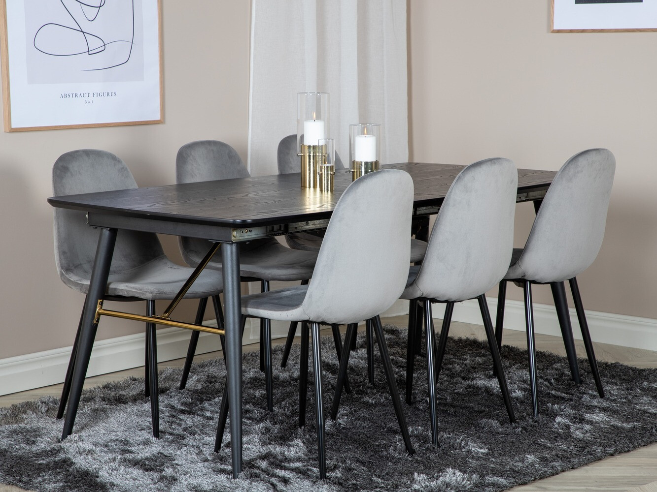 Conjunto de mesas y sillas para comedor Dallas 1580 (Gris + Negro)