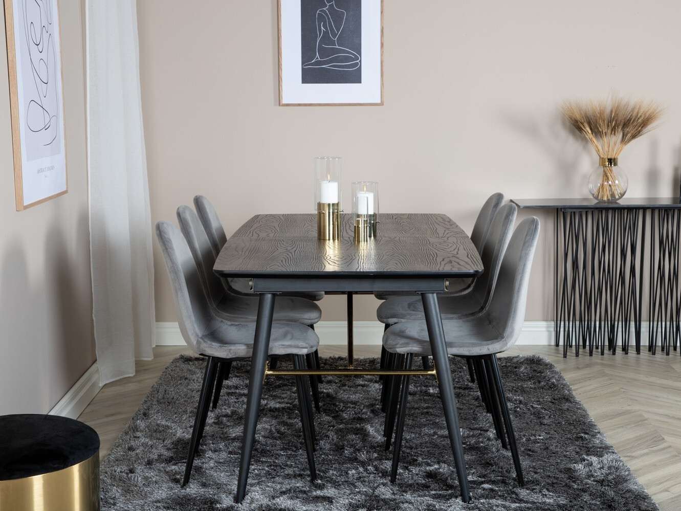 Conjunto de mesas y sillas para comedor Dallas 1580 (Gris + Negro)