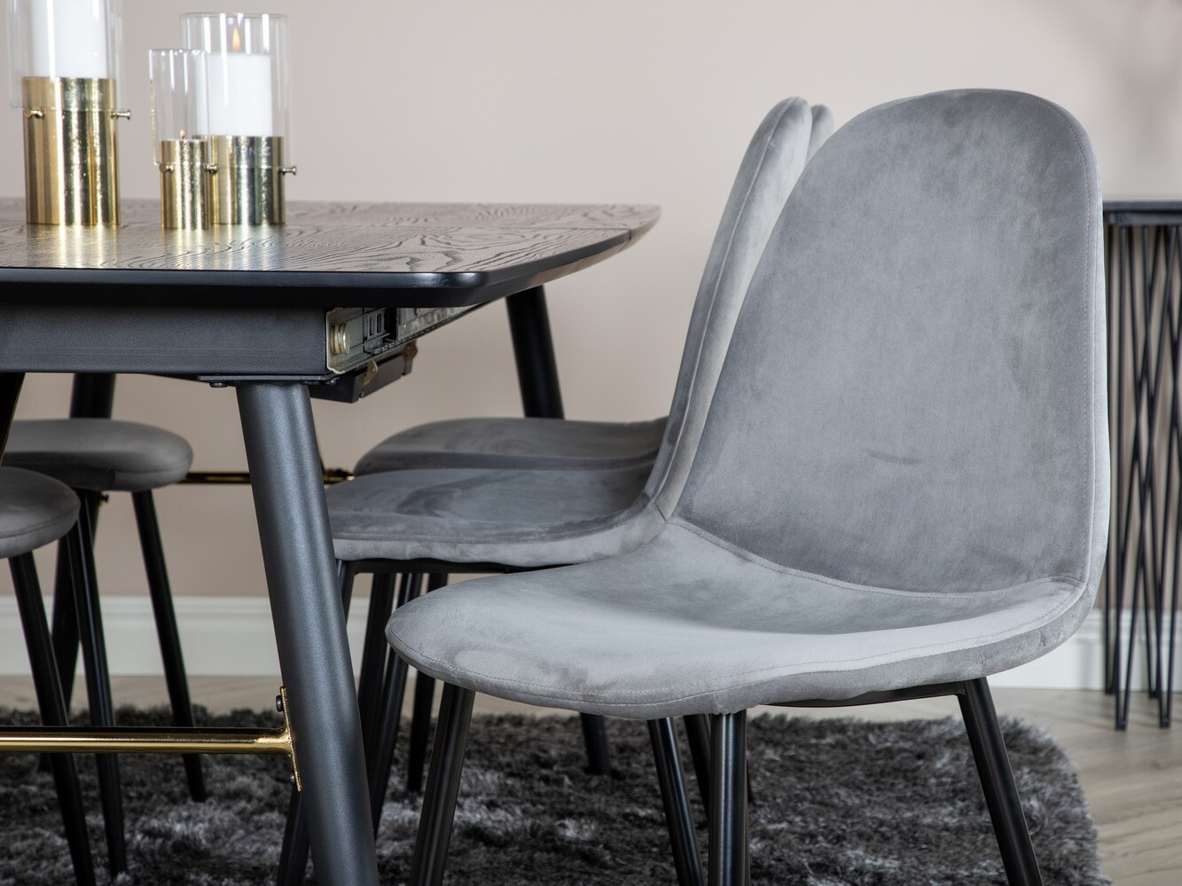 Conjunto de mesas y sillas para comedor Dallas 1580 (Gris + Negro)