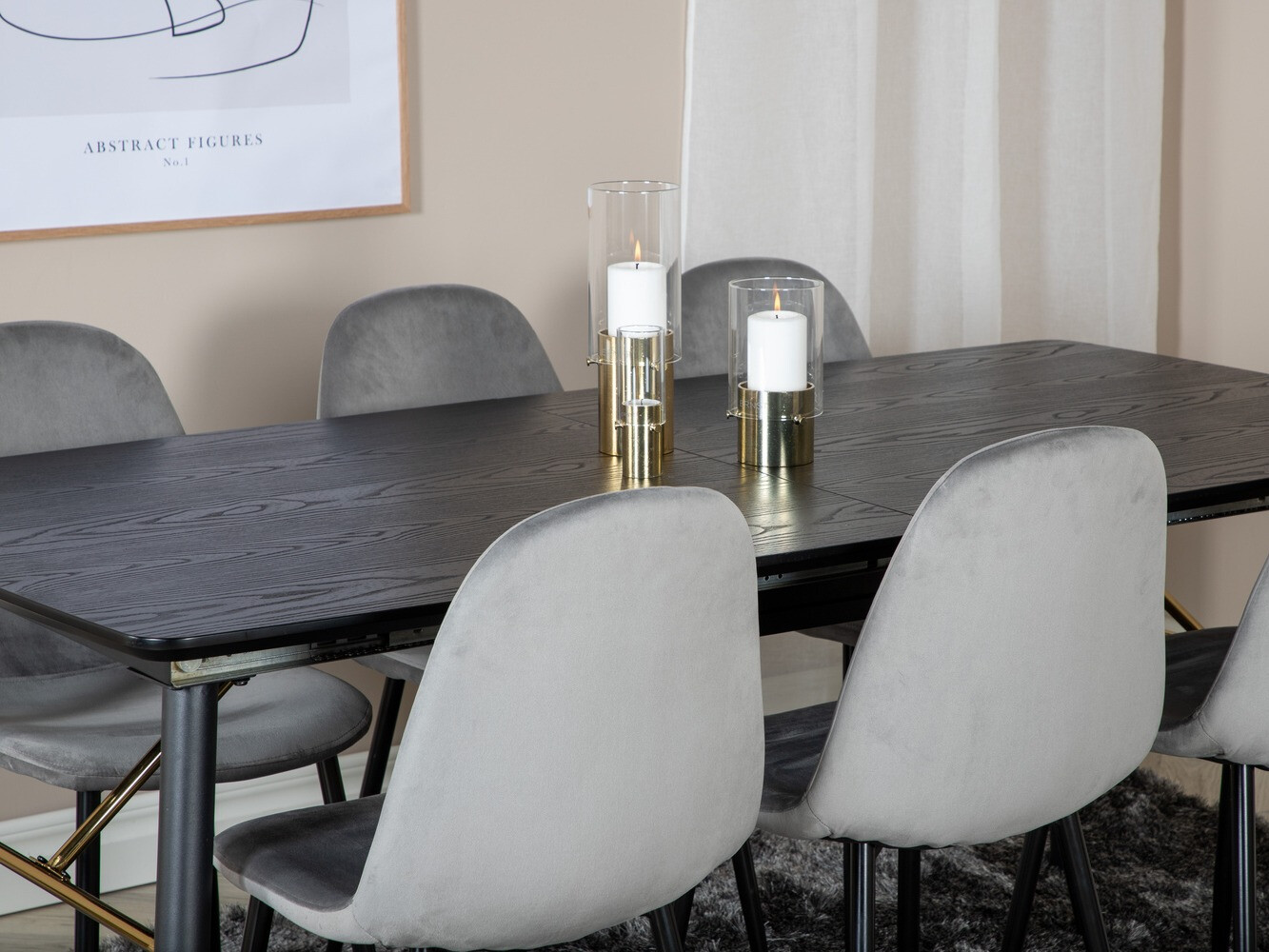 Conjunto de mesas y sillas para comedor Dallas 1580 (Gris + Negro)