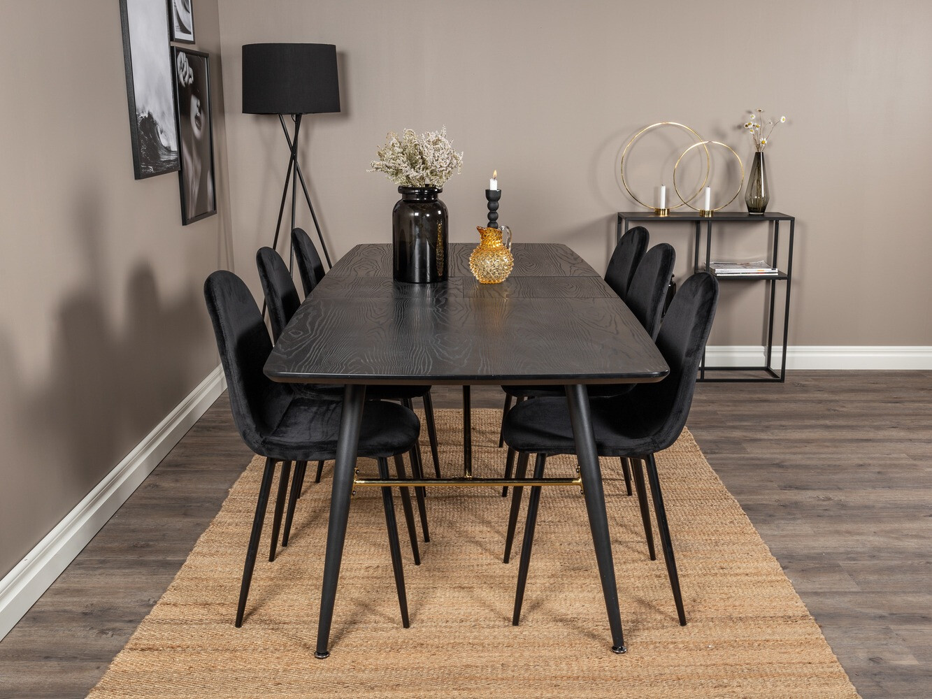 Conjunto de mesas y sillas para comedor Dallas 1580 (Negro)