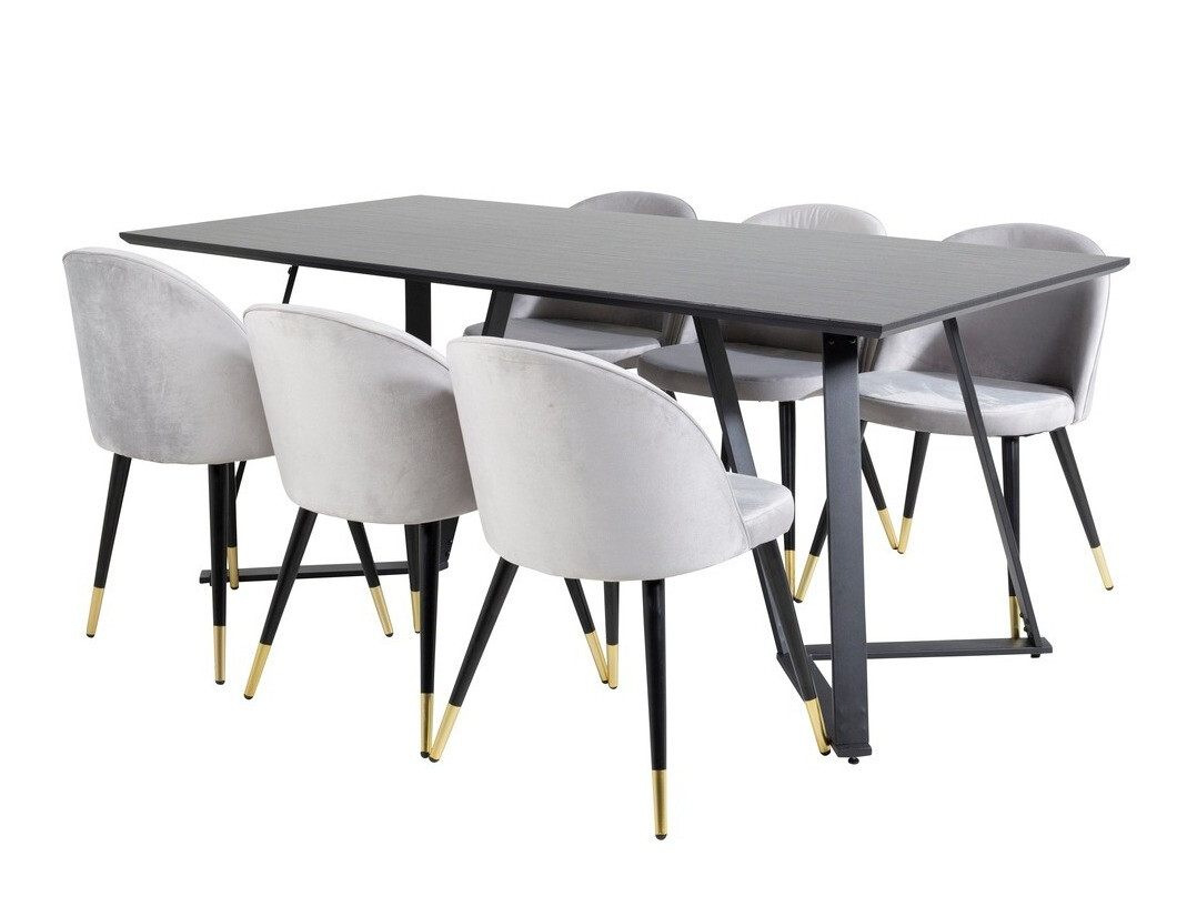 Conjunto de mesas y sillas para comedor Dallas 1583 (Gris + Negro)