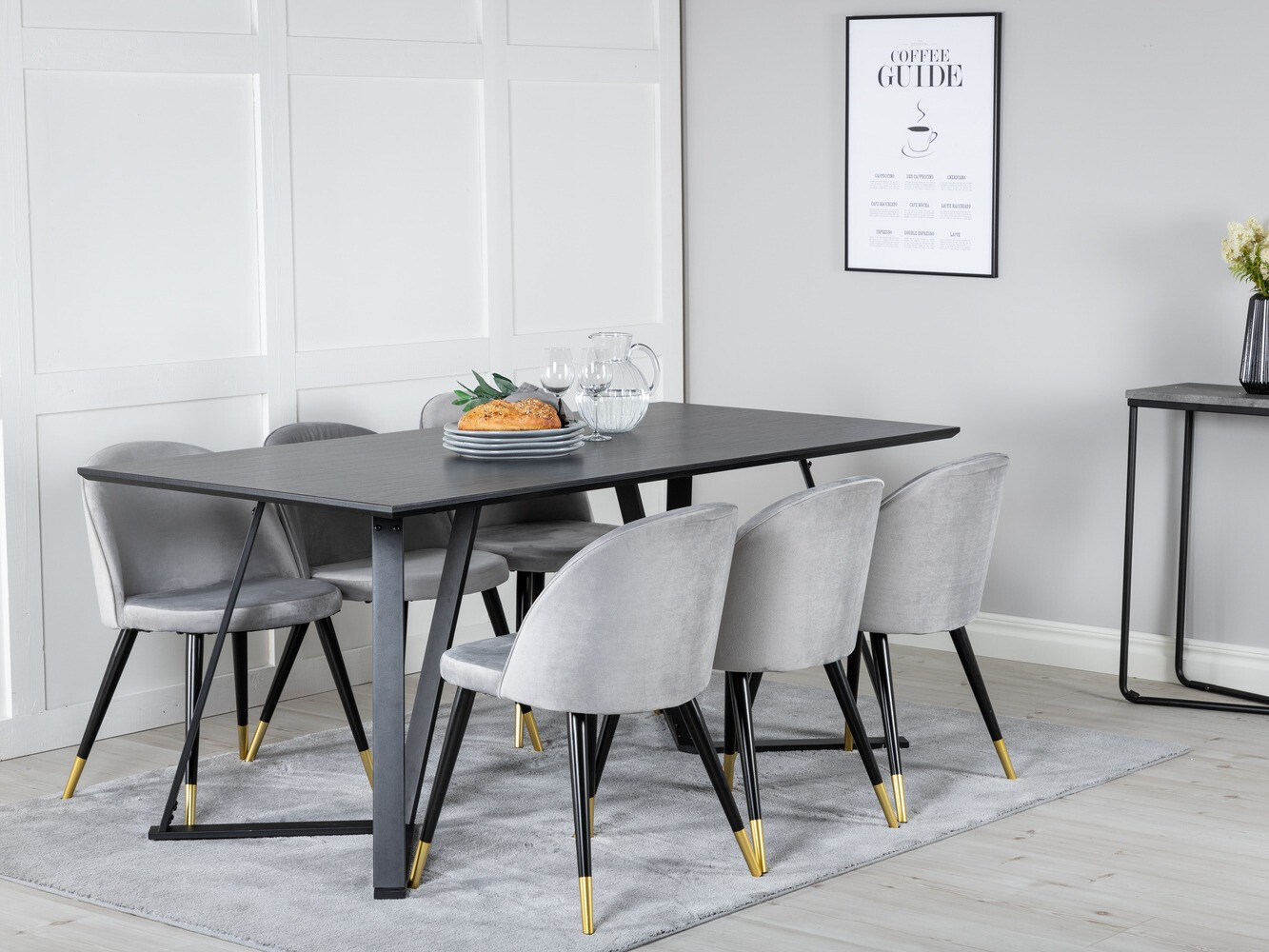 Conjunto de mesas y sillas para comedor Dallas 1583 (Gris + Negro)