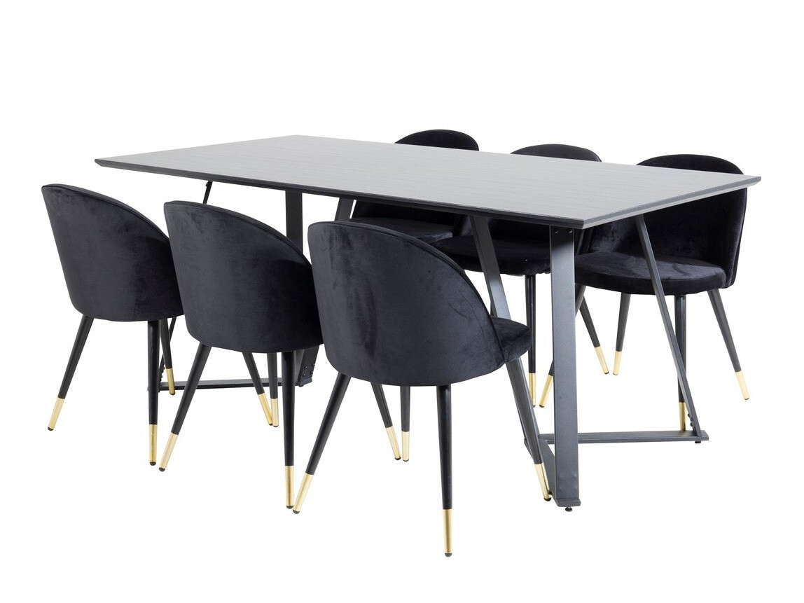 Conjunto de mesas y sillas para comedor Dallas 1583 (Negro)