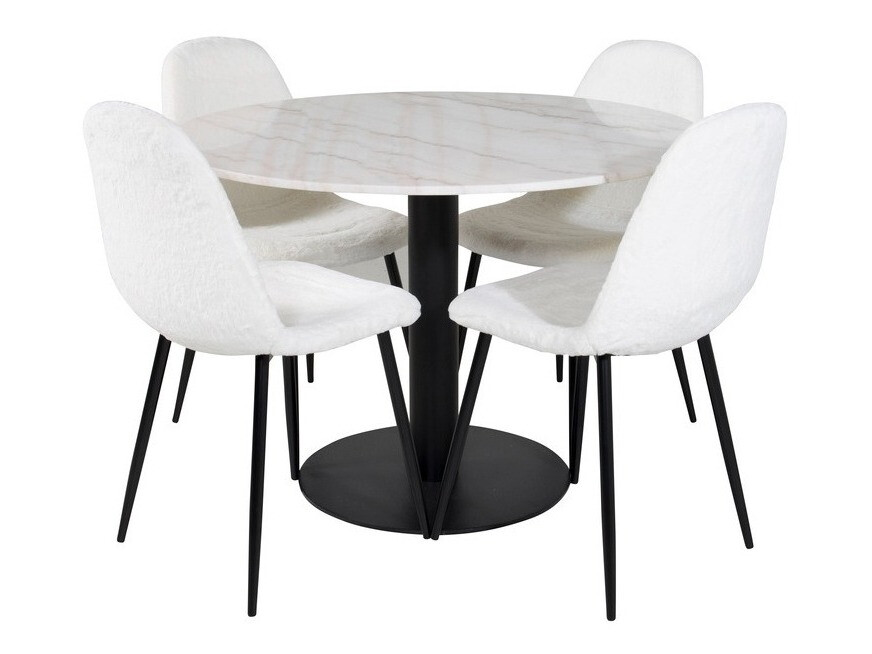 Conjunto de mesas y sillas para comedor Dallas 1613 (Blanco + Negro)