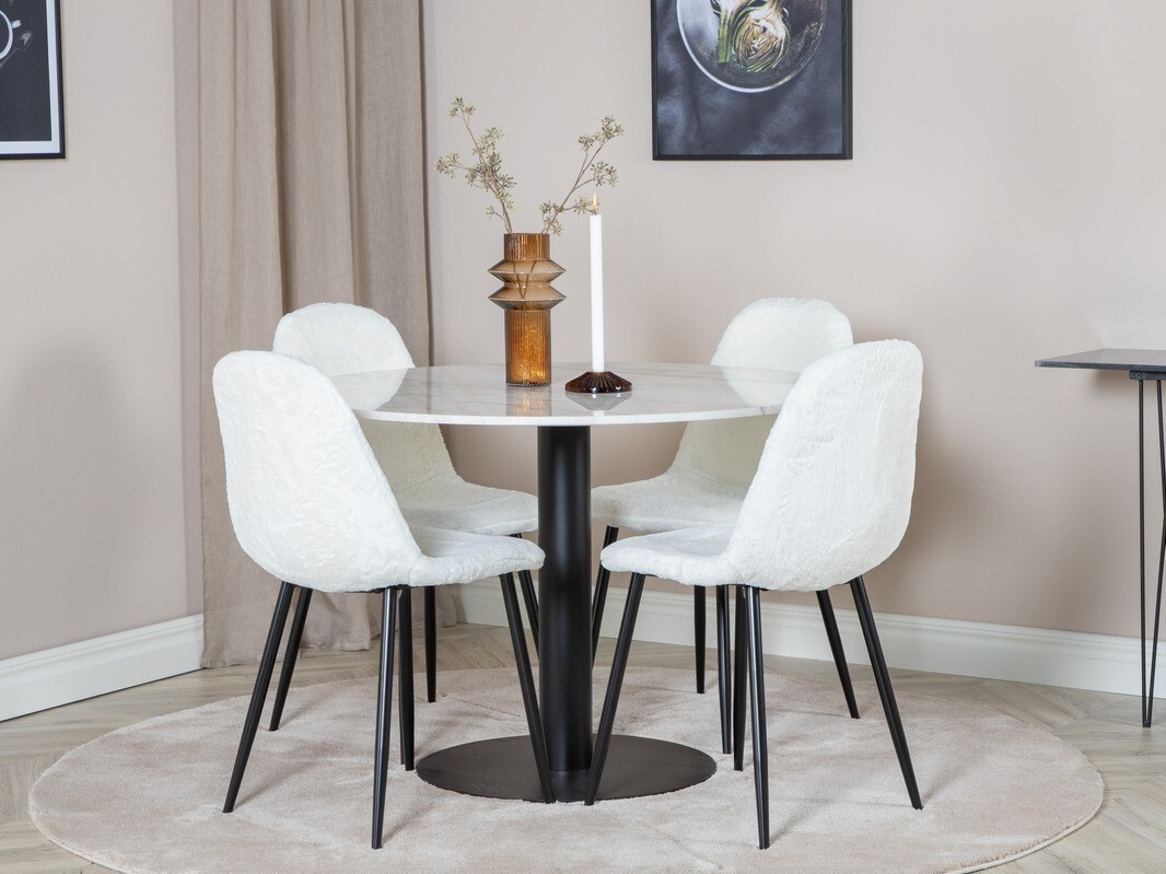 Conjunto de mesas y sillas para comedor Dallas 1613 (Blanco + Negro)