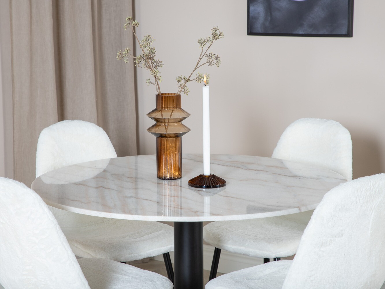Conjunto de mesas y sillas para comedor Dallas 1613 (Blanco + Negro)
