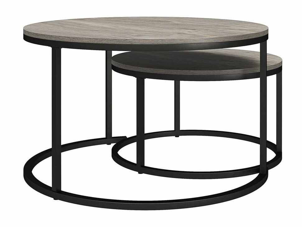 Conjunto mesa de centro Tulsa 234 (Roble gris + Negro)