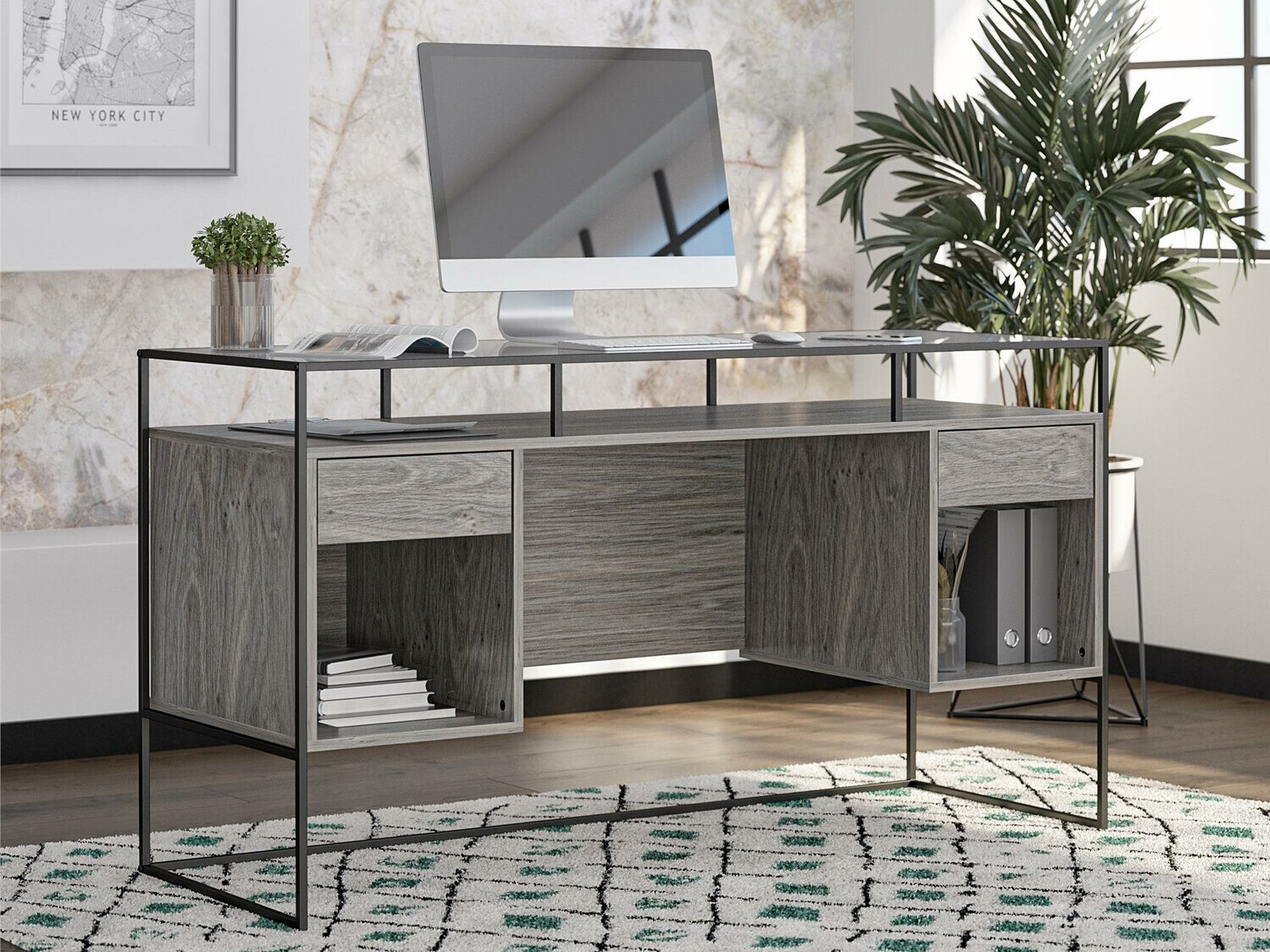 Mesa de oficina Tulsa 340 (Roble gris)