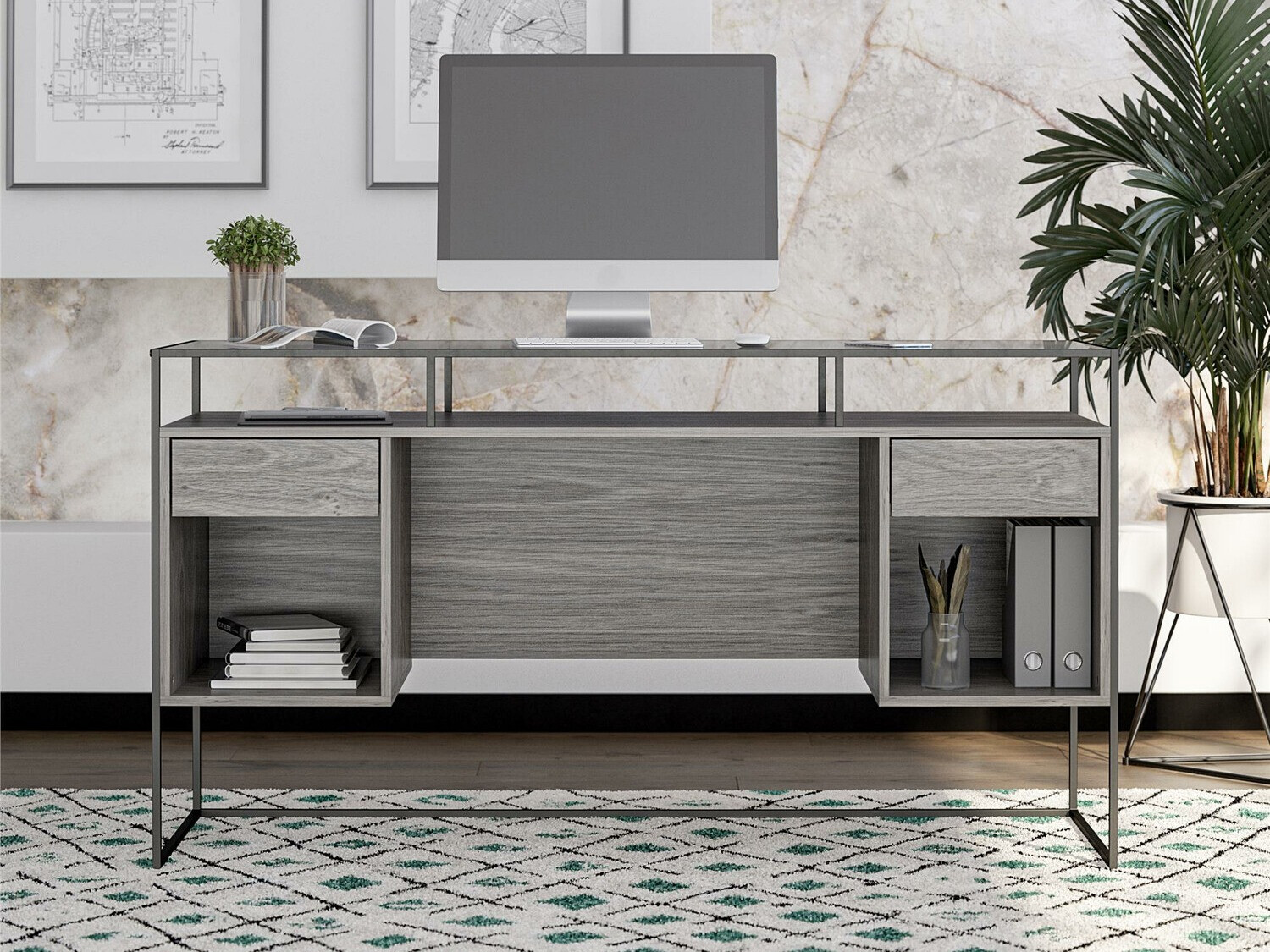 Mesa de oficina Tulsa 340 (Roble gris)