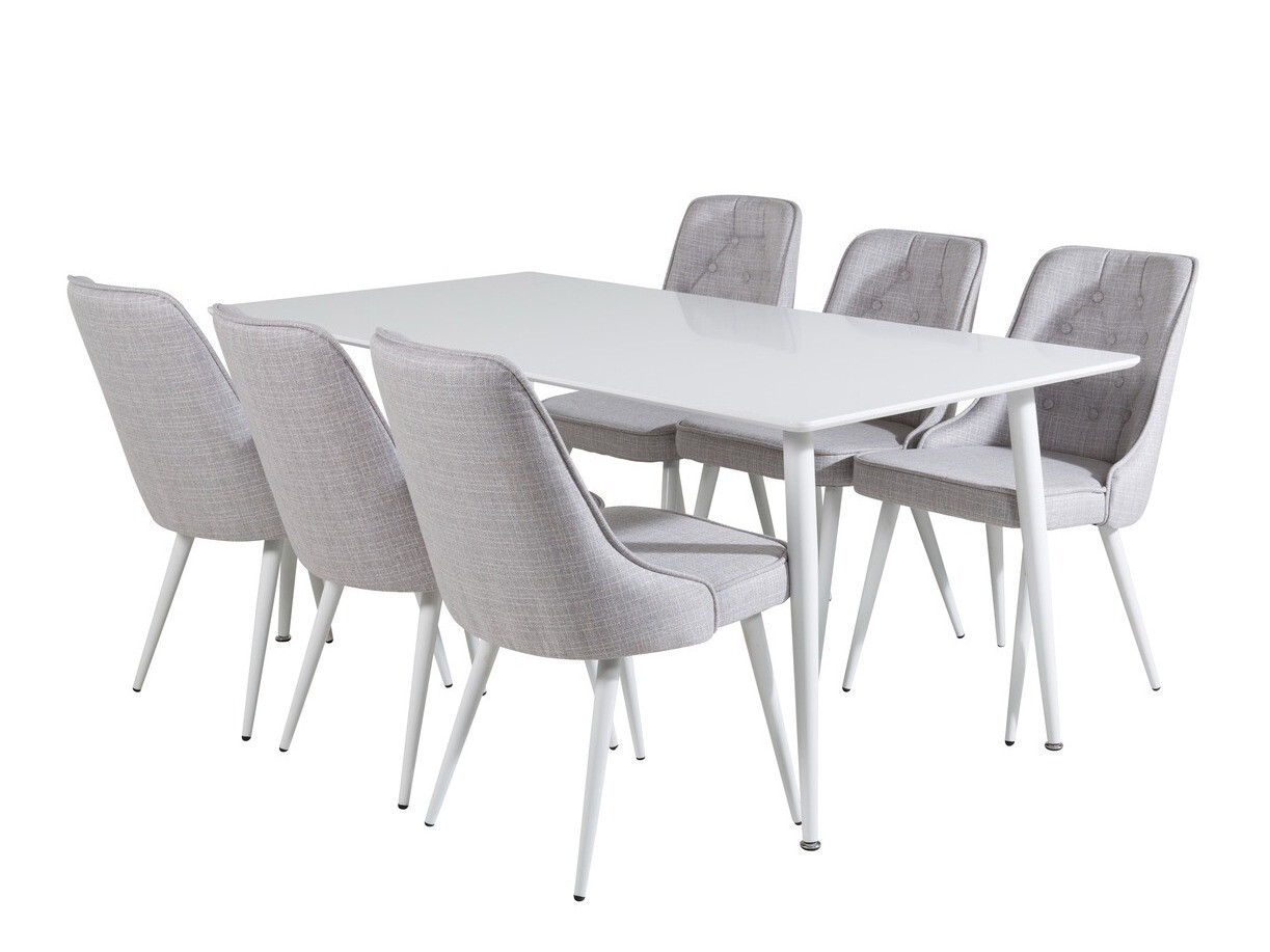 Conjunto de mesas y sillas para comedor Dallas 1625 (Gris claro + Blanco)