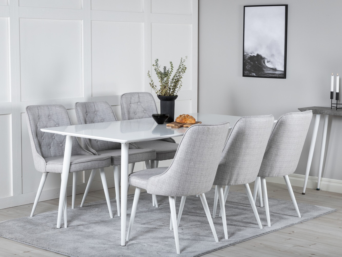 Conjunto de mesas y sillas para comedor Dallas 1625 (Gris claro + Blanco)