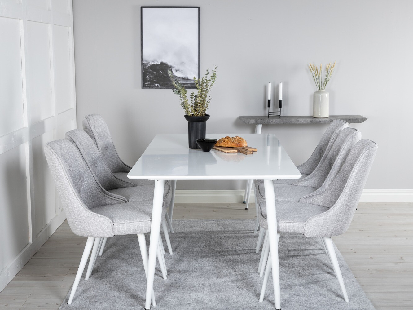 Conjunto de mesas y sillas para comedor Dallas 1625 (Gris claro + Blanco)