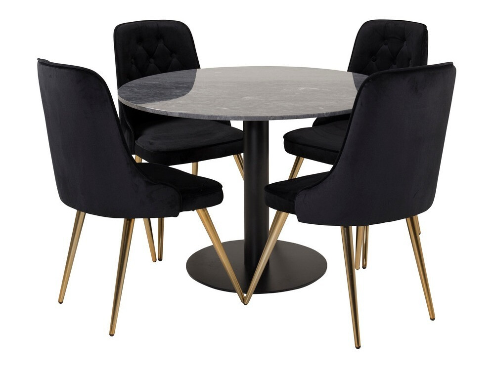 Conjunto de mesas y sillas para comedor Dallas 1627 (Negro)