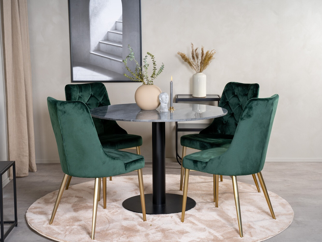 Conjunto de mesas y sillas para comedor Dallas 1627 (Verde)