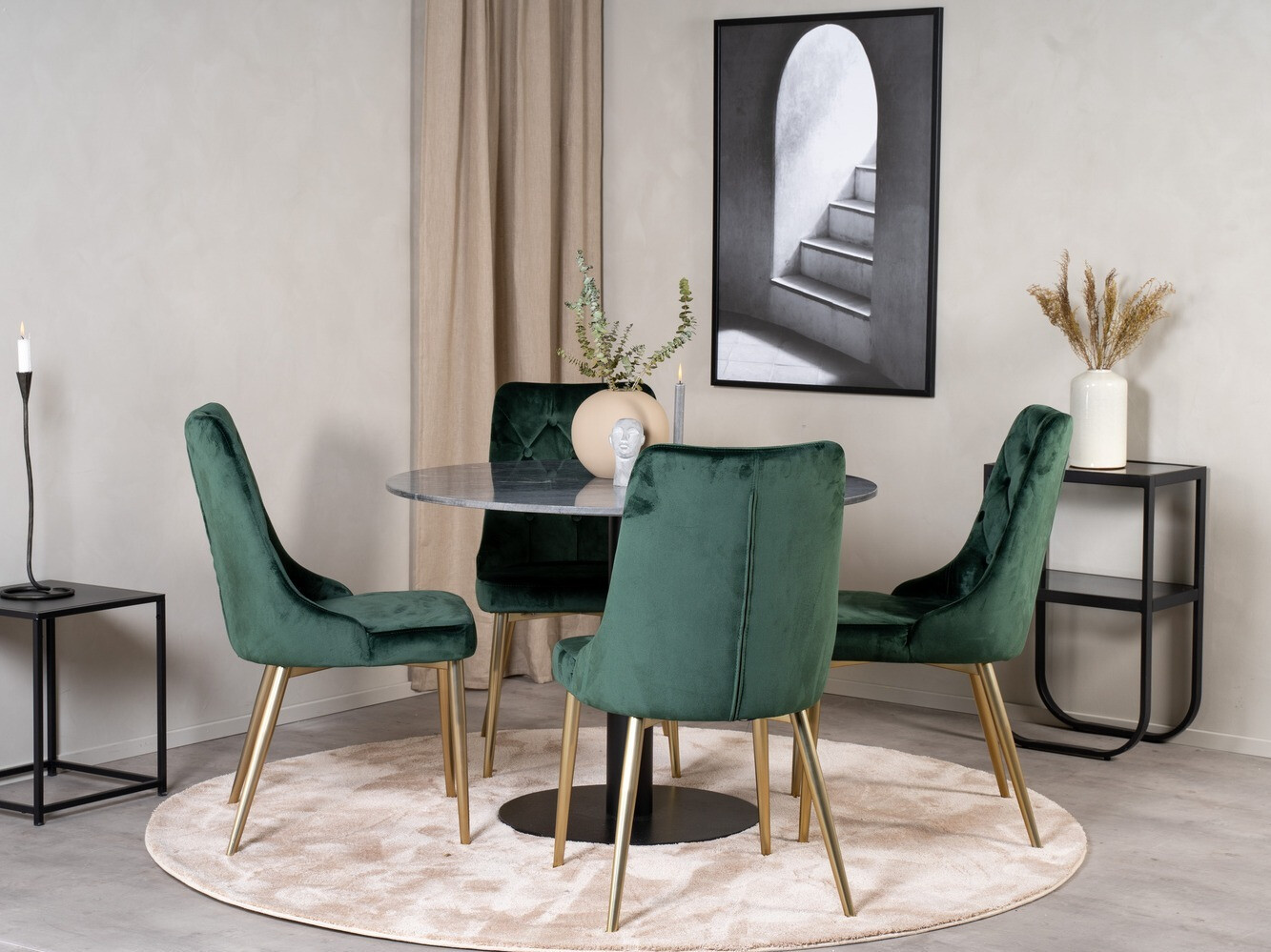 Conjunto de mesas y sillas para comedor Dallas 1627 (Verde)