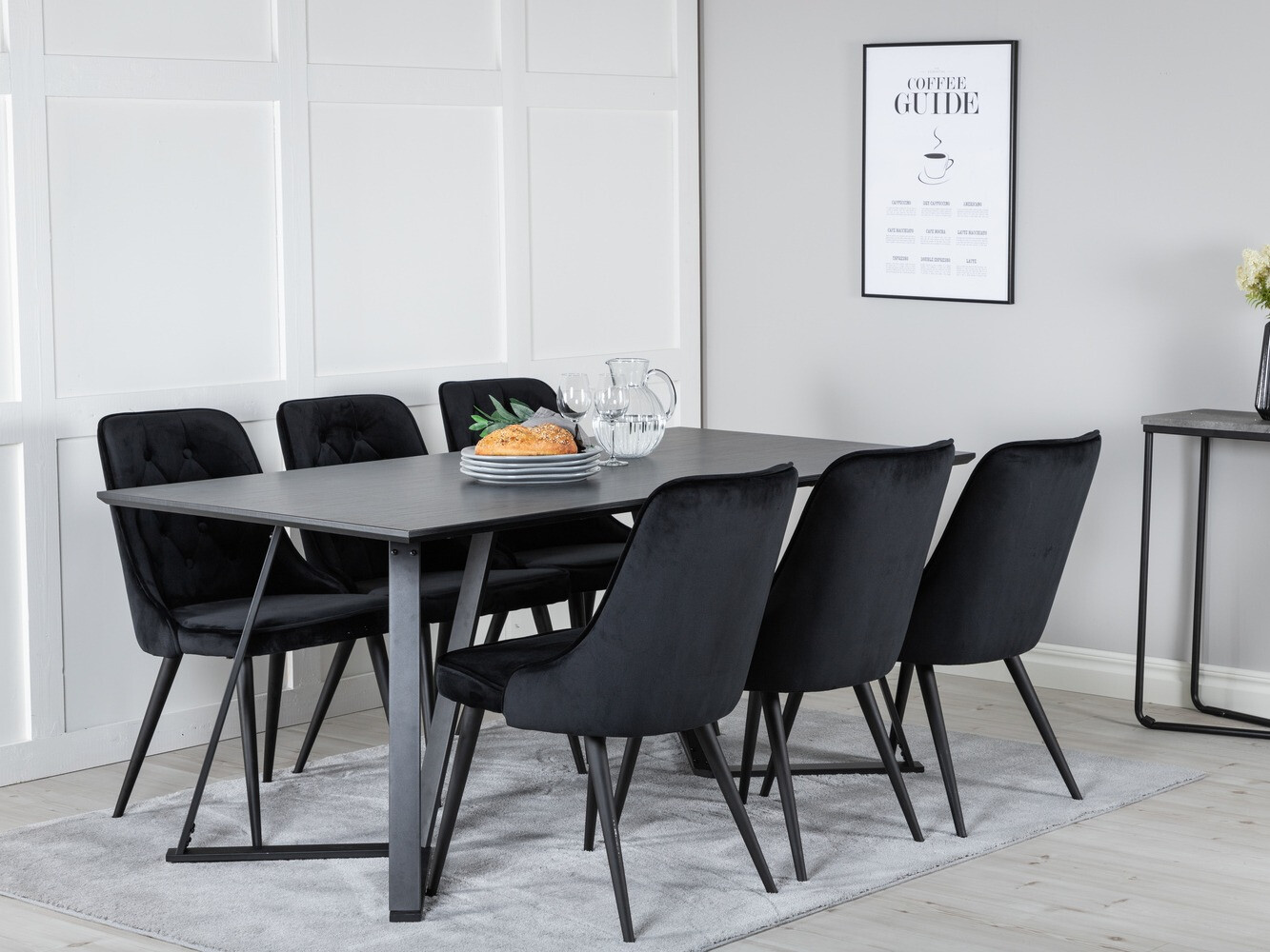 Conjunto de mesas y sillas para comedor Dallas 1628 (Negro)