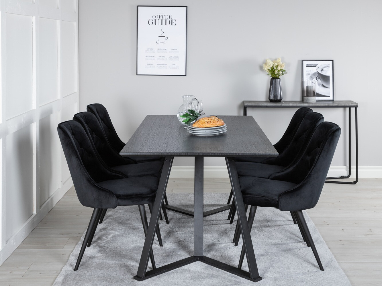 Conjunto de mesas y sillas para comedor Dallas 1628 (Negro)